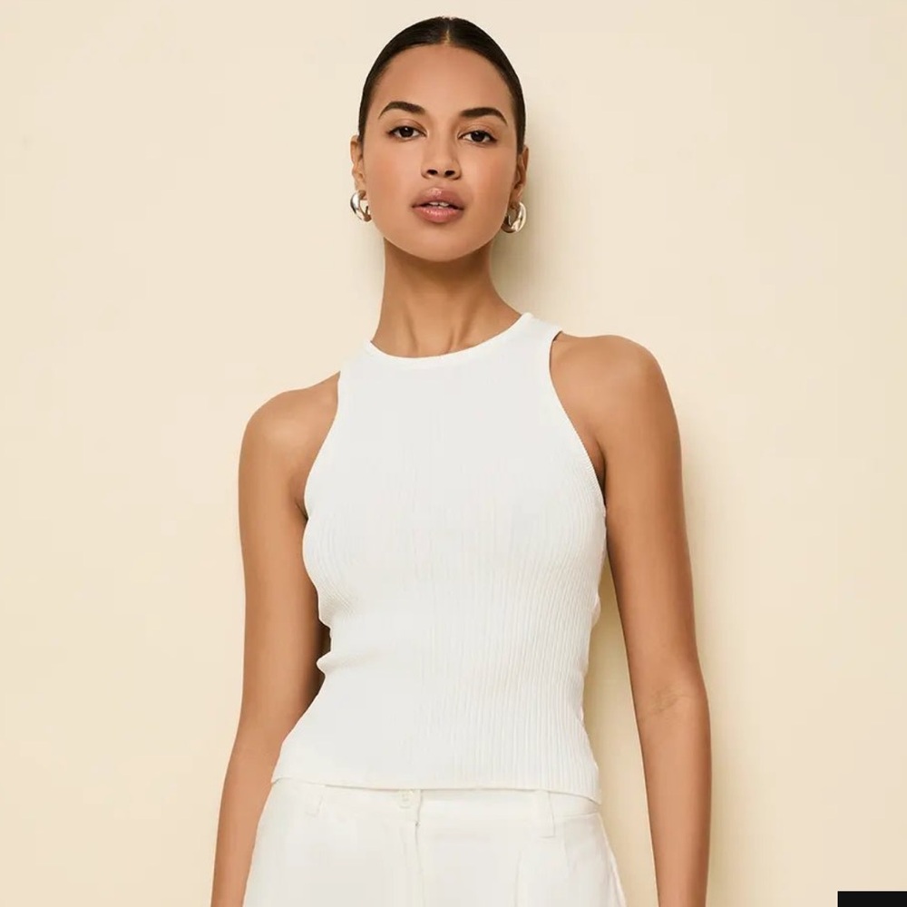 NWT SOLID&STRIPED The Varena Top, White SzM  Ribbed Fitted Tank Top
